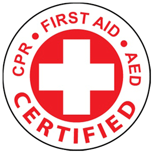 CPR, First Aid and AED certified