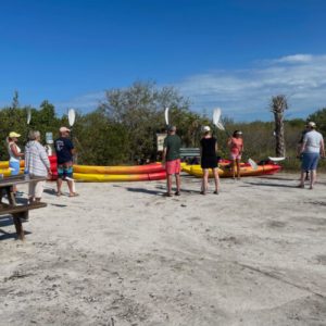 paddling orientation before we get up and go kayaking at Don Pedro Island State Park