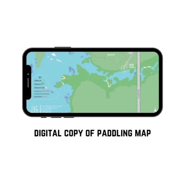 image of smartphone displaying a bill coy preserve paddle map snapshot