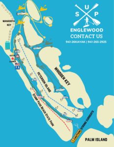 map of stump pass beach state park highlighting routes for paddlers, boaters, and walkers for a community clean up
